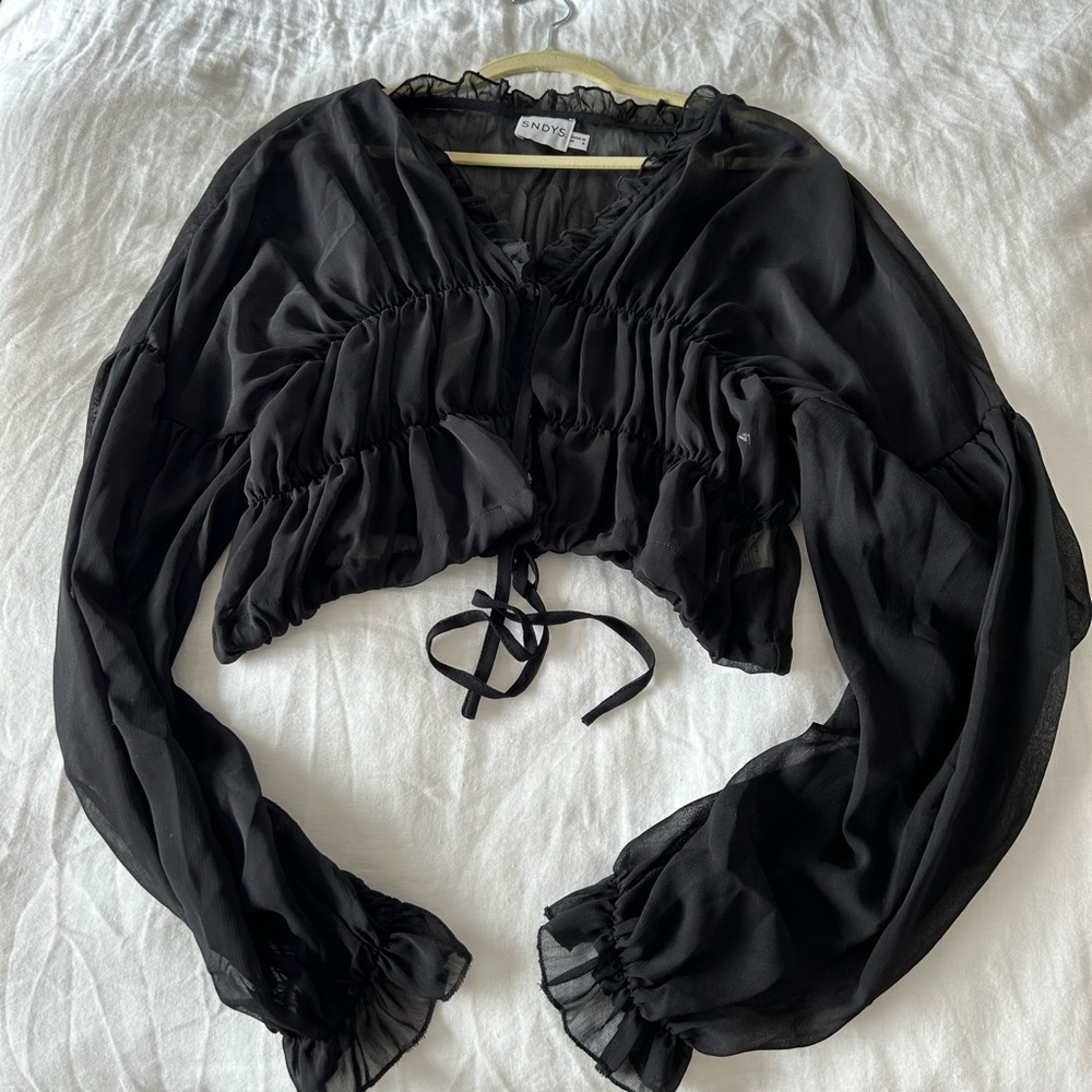SNDYS from Revolve black sheer long sleeve blouse size US 6